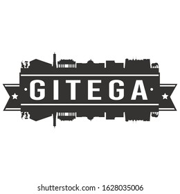 Gitega Burundi Skyline. Banner Vector Design Silhouette Art. Cityscape Travel Monuments.