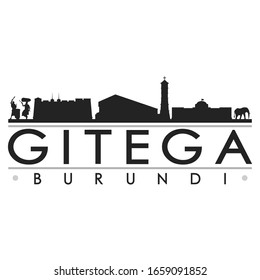 Gitega, Burundi Skyline Silhouette City. Cityscape Design Vector. Famous Monuments Tourism.