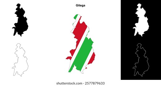 Gitega province outline map set