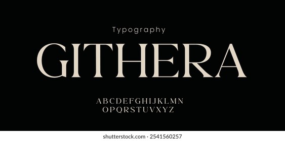 Githera modern alphabet, cutting-edge digital font for dynamic tech logo, powerful headline, advanced typography. Vector typeset