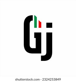 GITJ letter logo design with Italian flag symbol and cross on negative space.