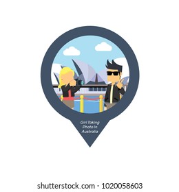 Gitl Taking Photo In Australia Pin Map