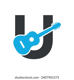 Gitter Logo combine with letter U vector template