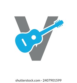 Gitter Logo combine with letter V vector template