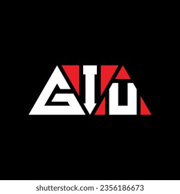 GIU triangle letter logo design with triangle shape. GIU triangle logo design monogram. GIU triangle vector logo template with red color. GIU triangular logo Simple, Elegant, and Luxurious design.