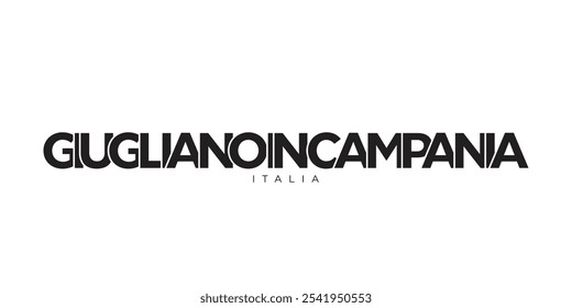 Giugliano in Campania in the Italia emblem. The design features a geometric style, vector illustration with bold typography in a modern font. The graphic slogan lettering.