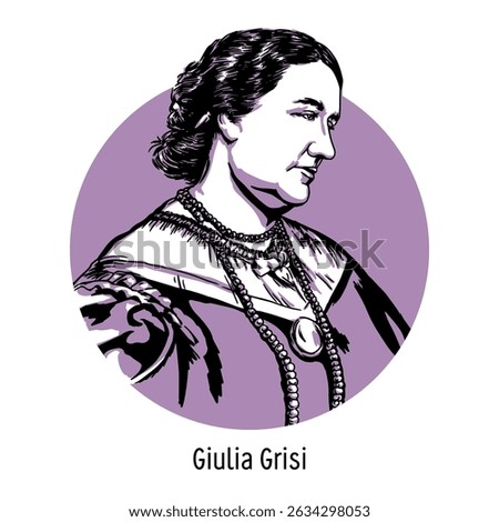 Giulia Grisi is an Italian opera singer, one of the most outstanding singers of the 19th century. Hand drawn vector illustration