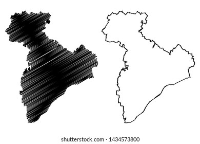 Giurgiu County (Administrative divisions of Romania, Sud - Muntenia development region) map vector illustration, scribble sketch Giurgiu map