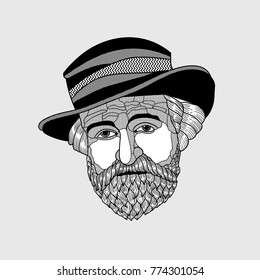 Giuseppe Fortunino Francesco Verdi. Vector illustration hand drawn.
