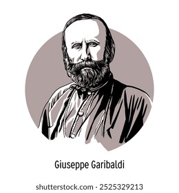 Giuseppe Garibaldi - Giuseppe Garibaldi - Italian military leader, revolutionary and political figure. National hero of Italy. Writer, memoirist. Vector hand-drawn illustration