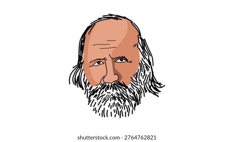 Giuseppe Garibaldi Portrait, flat vector illustration