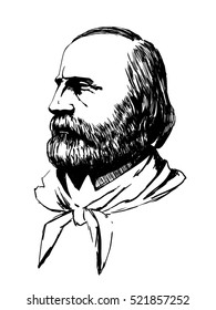 Giuseppe Garibaldi portrait vector illustration