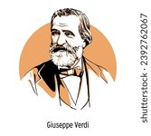 Giuseppe Verdi is an Italian composer. Hand drawn vector illustration