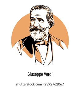 Giuseppe Verdi is an Italian composer. Hand drawn vector illustration