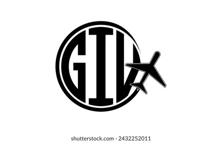 Vector de diseño del logotipo del círculo de la agencia de viajes y del tour de la carta inicial de GIV. agencia de hajj Umrah, abstracto, agencia de turismo, guía turístico, emiratos, aerolíneas, vuelo del avión, negocio, monograma, marca, empresa