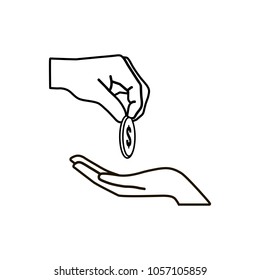 give alms or corruption line vector icon. Flat design style.