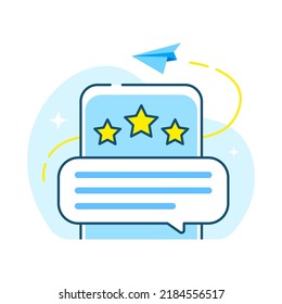 dar la tasa de aplicación y revisar la ilustración del concepto de retroalimentación de diseño plano eps10. elemento gráfico moderno para página de inicio, estado vacío ui, infografía, icono