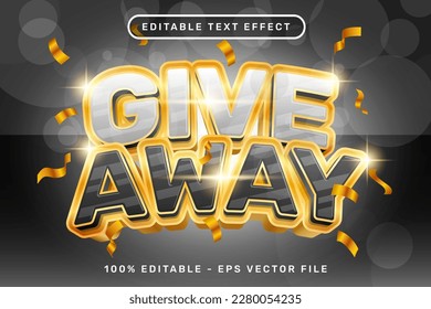 give away 3d text effect and editable text effect with ribbon illustration and light background