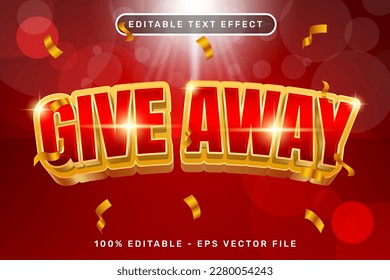 give away 3d text effect and editable text effect with ribbon illustration and light background