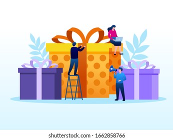 Give away illustration gift flat vector template 