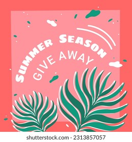Give away and summer season offer for clients and customers of shops and stores. Trying production and winning the prizes. Followers and subscribers getting items from bloggers. Vector in flat style