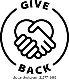 Give Back Black Outline Badge Icon Label Isolated Vector On Transparent Background	