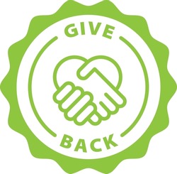 Give Back Green Stamp Outline Badge Icon Label Isolated Rounded Vector On Transparent Background