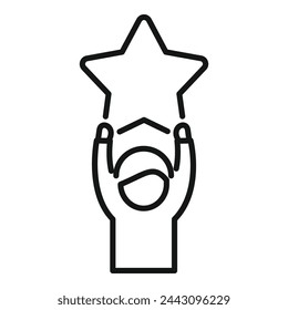 Give best star user icon outline vector. Grin excellent. Emotive average gaming