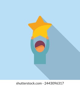 Give best star user icon flat vector. Grin excellent. Emotive average gaming