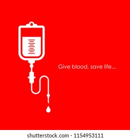 Give blood save life poster illustration isolated on red background