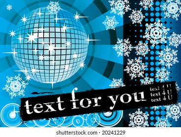 To give a blue winter party. Card for you text. Vector illustration.