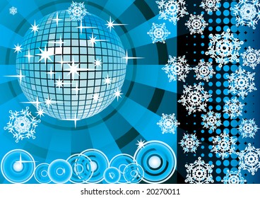 To give a blue winter party. Card. Vector illustration.