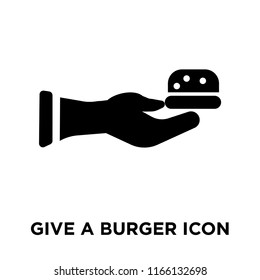 Give a burger icon vector isolated on white background, Give a burger transparent sign