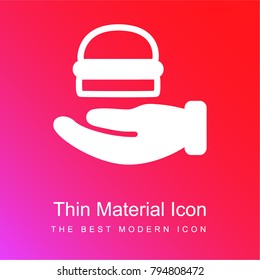 Give a burger red and pink gradient material white icon minimal design