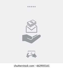 Give envelope with dollars banknotes - Minimal icon