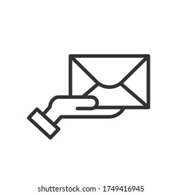 Give envelope outline icon. Vector illustration.