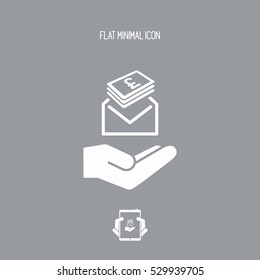Give envelope with stering banknotes - Minimal icon