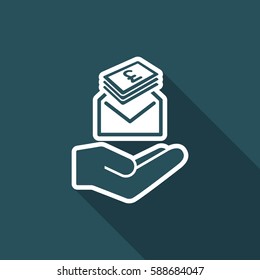 Give envelope with stering banknotes - Minimal icon