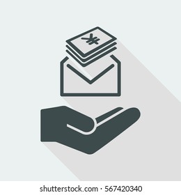 Give envelope with Yen banknotes - Minimal icon