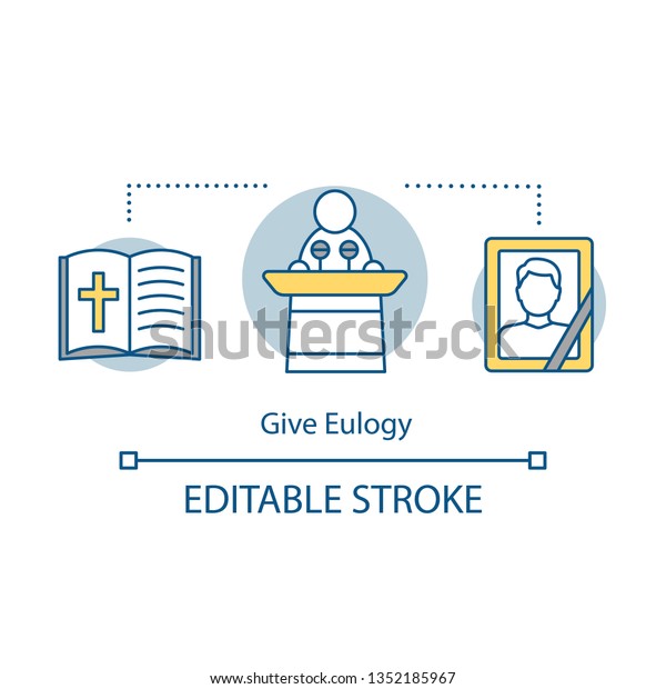 Give Eulogy Concept Icon Funeral Ceremony Stock Vector Royalty