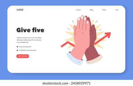 Give Five concept A depiction of workplace camaraderie, celebrating success and achievements with a high five Unity in team spirit Vector illustration