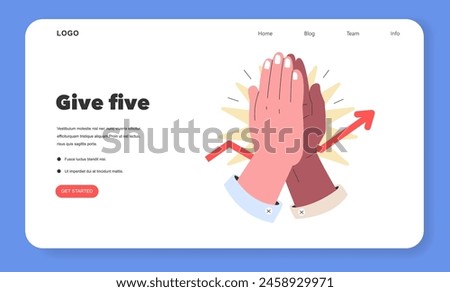Give Five concept A depiction of workplace camaraderie, celebrating success and achievements with a high five Unity in team spirit Vector illustration