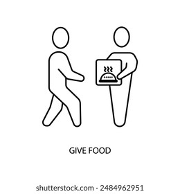 give food concept line icon. Simple element illustration. give food concept outline symbol design.