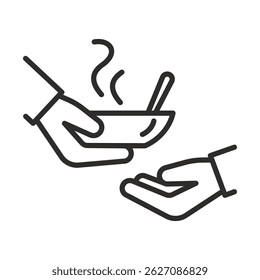 give food icon, free food, share or donate nutrition, thin line vector illustration