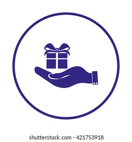give a gift. Hand and gift