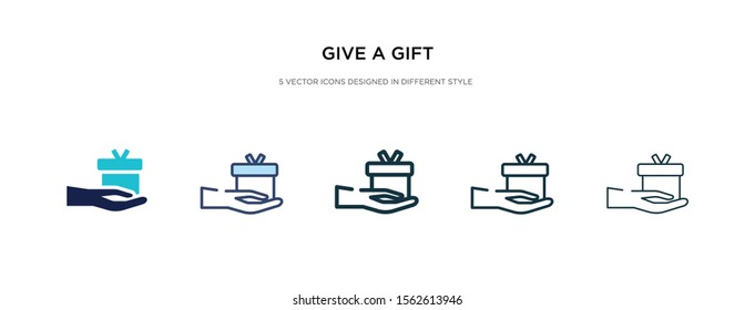 give a gift icon in different style vector illustration. two colored and black give a gift vector icons designed in filled, outline, line and stroke style can be used for web, mobile, ui