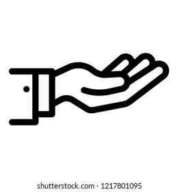 Give hand icon. Outline give hand vector icon for web design isolated on white background