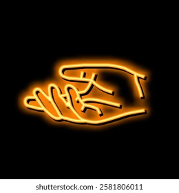 give hand neon light sign vector. give hand illustration