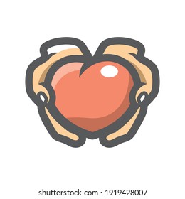 Give Heart Hands Vector icon Cartoon illustration.