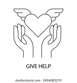 Give Help, Assistance, Support, Aid, Helping Hands, Community Service, Charitable Help, Volunteer Work, Social Good, Providing Help.